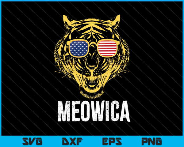 MEOWICA 4 de julio Tiger Cat American SVG PNG Cortando archivos imprimibles 