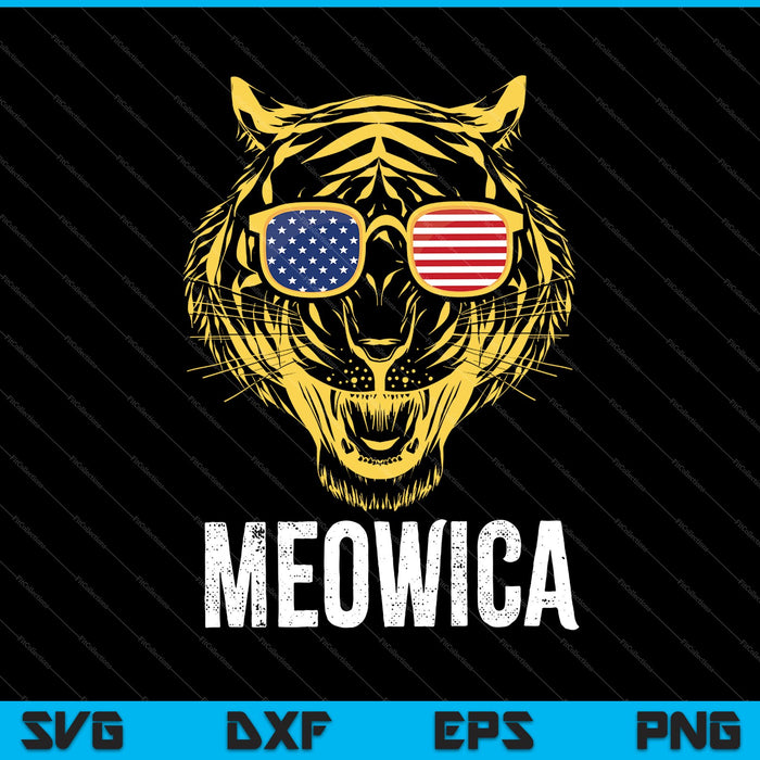 MEOWICA 4th of July Tiger Cat American SVG PNG Cutting Printable Files