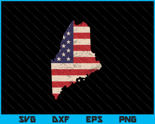 Maine Amerikaanse vlag Vintage SVG PNG snijden afdrukbare bestanden