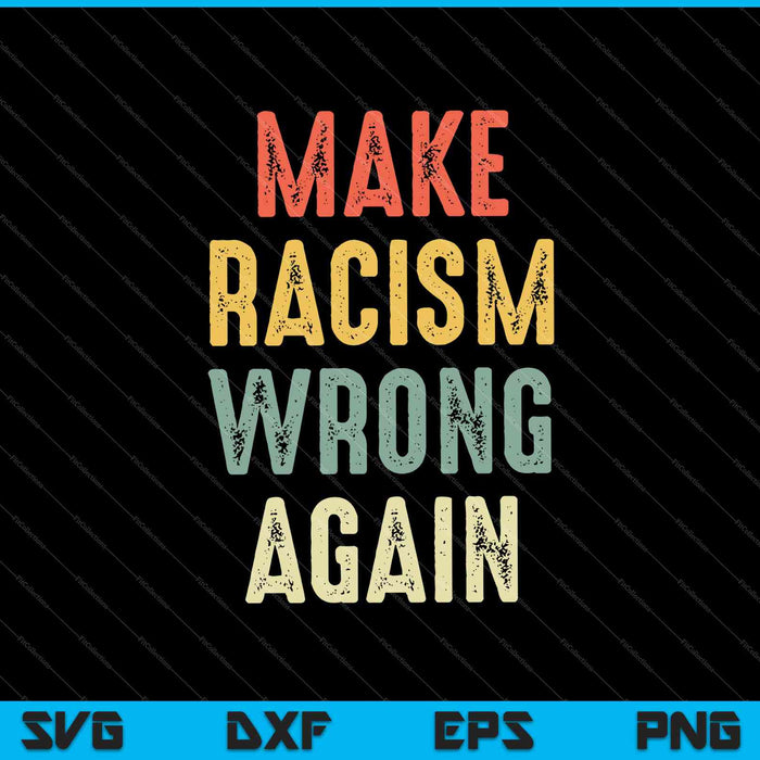 Hacer que el racismo vuelva a ser incorrecto Anti Odio Resistir SVG PNG Cortar archivos imprimibles