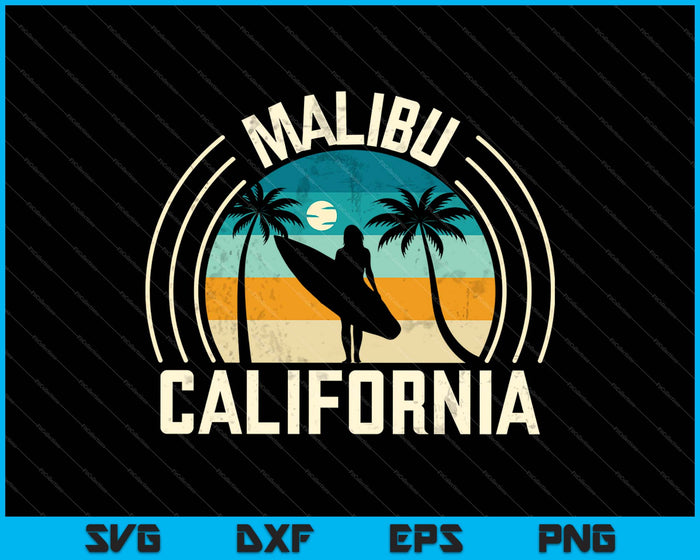 Malibu Californië surfen SVG PNG snijden afdrukbare bestanden