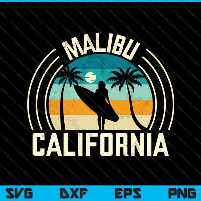 Malibu California Surfing SVG PNG Cortando archivos imprimibles