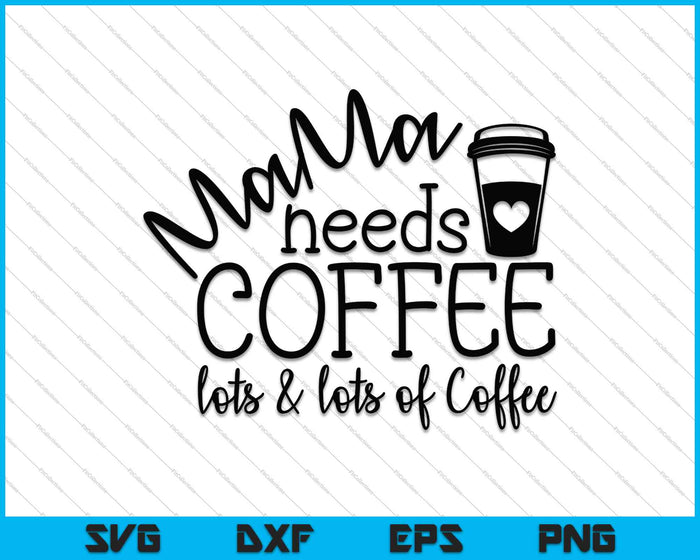 Mama Needs Coffee, lots and lots of Coffee SVG PNG Cutting Printable Files
