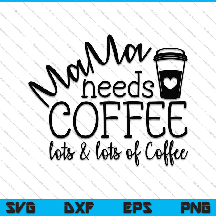 Mama Needs Coffee, lots and lots of Coffee SVG PNG Cutting Printable Files