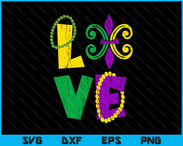 Mardi Gras Love Vintage Fleur-De-Lys SVG PNG snijden afdrukbare bestanden