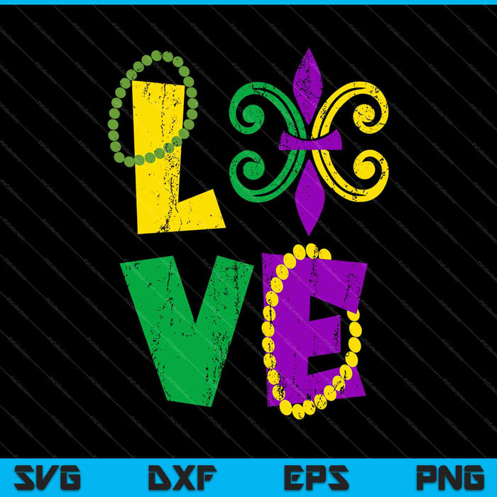Mardi Gras Love Vintage Fleur-De-Lys SVG PNG Cutting Printable Files