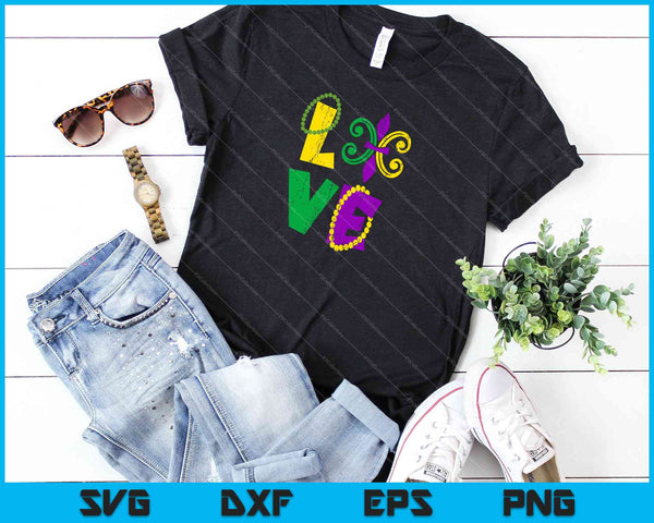 Mardi Gras Love Vintage Fleur-De-Lys SVG PNG Cutting Printable Files - on a t-shirt