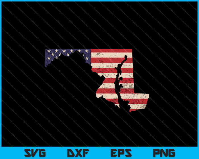 Maryland Amerikaanse vlag Vintage SVG PNG snijden afdrukbare bestanden