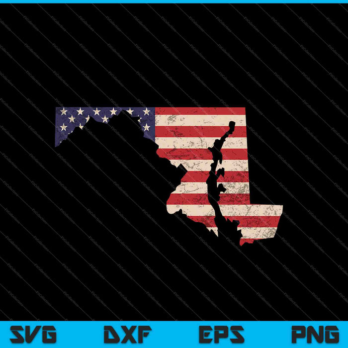 Maryland American Flag Vintage SVG PNG Cutting Printable Files