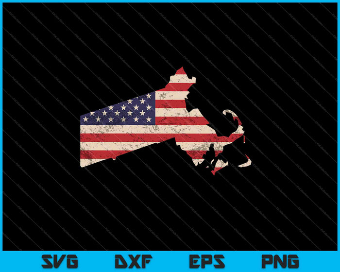 Massachusetts American Flag Vintage SVG PNG Cutting Printable Files