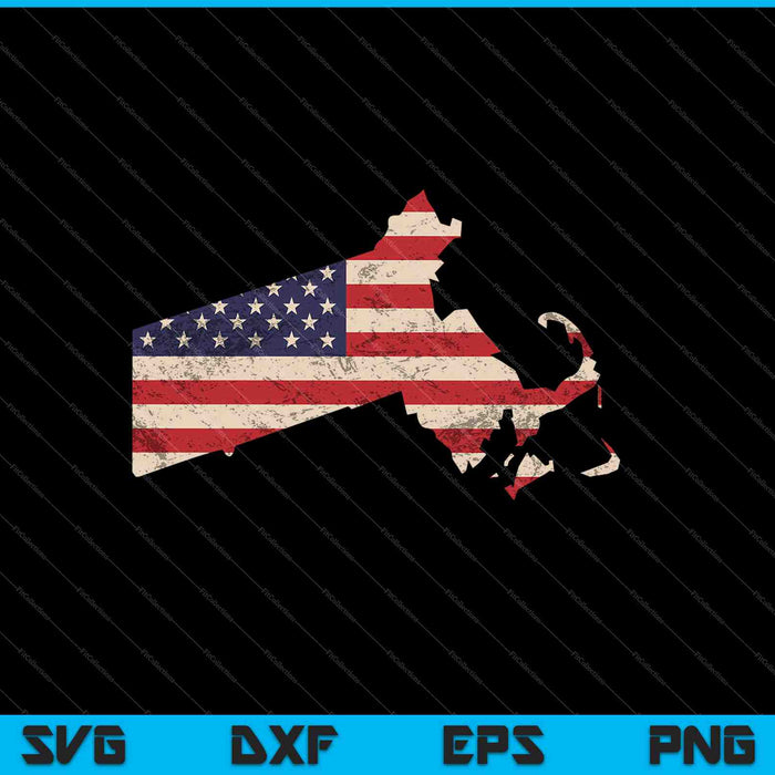 Massachusetts Amerikaanse vlag Vintage SVG PNG snijden afdrukbare bestanden