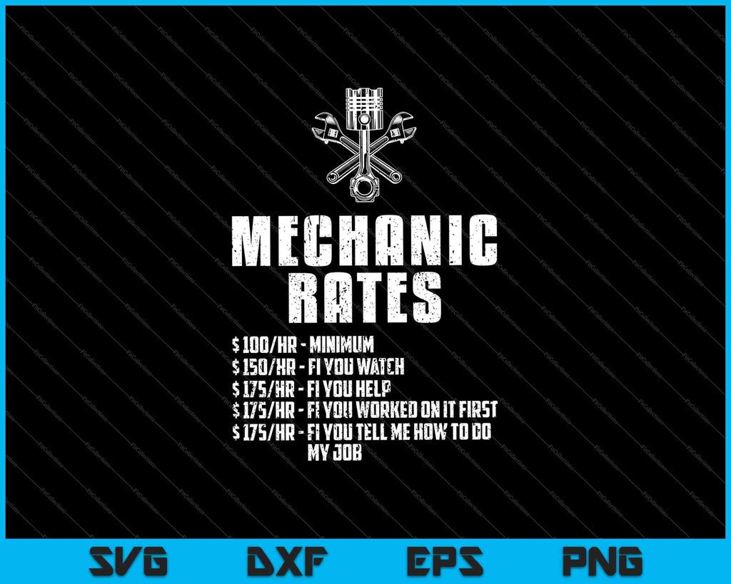 Mechanic Rates SVG PNG Files creativeusarts