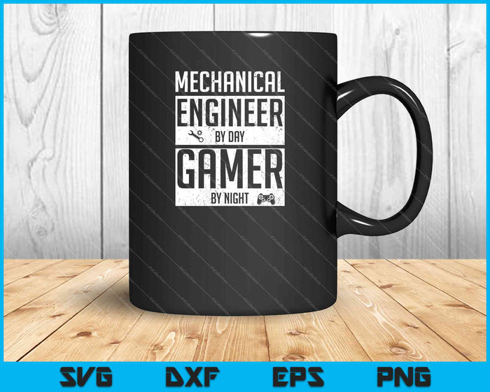 Werktuigbouwkundig ingenieur overdag Gamer By Night Gift Shirt SVG PNG snijden afdrukbare bestanden