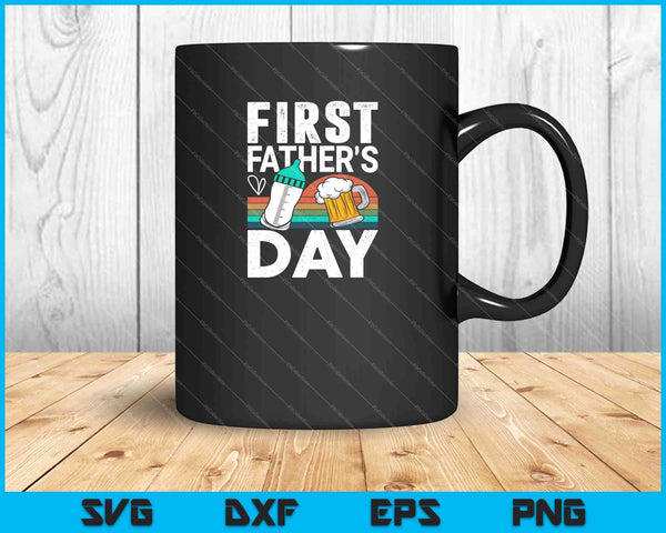 Mens First Father's Day Gift Beer Baby Bottle SVG PNG Cutting Printable Files