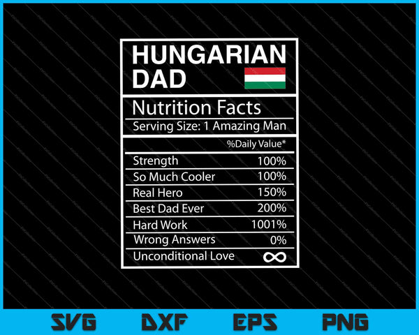 Hungarian Dad Nutrition Facts National Pride Gift For Dad SVG PNG Cutting Printable Files