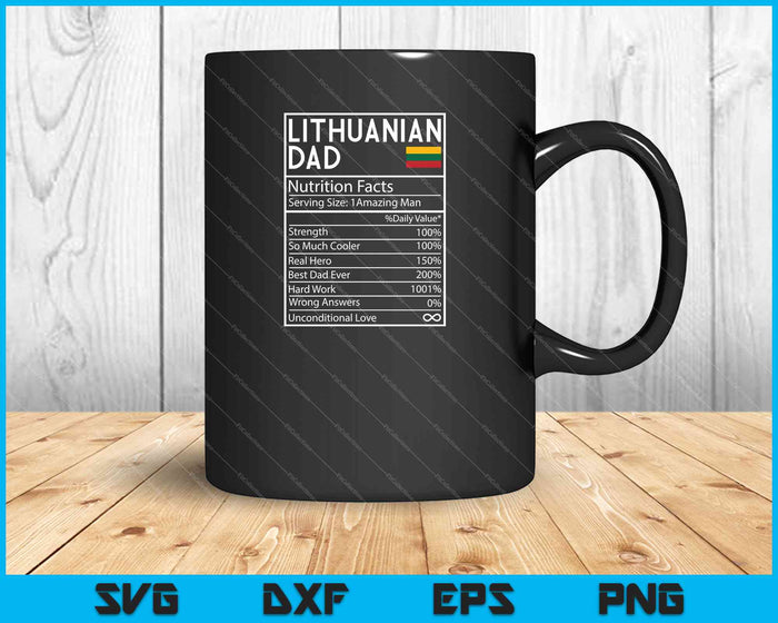 Datos nutricionales del papá lituano Orgullo nacional SVG PNG Cortar archivos imprimibles
