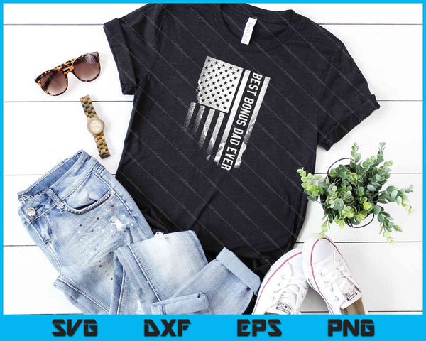 Step Dad T Shirt Design, Best Bonus Dad Ever American Flag SVG PNG Cutting Printable Files - on a t-shirt