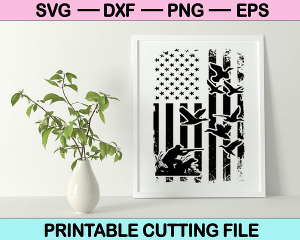 Men Duck Hunting American Flag SVG PNG Digital Cutting Files