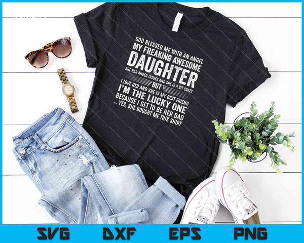Mens Father's Day Shirt Design from daughter, Blessed Lucky Dad SVG PNG Cutting Printable Files - on a t-shirt