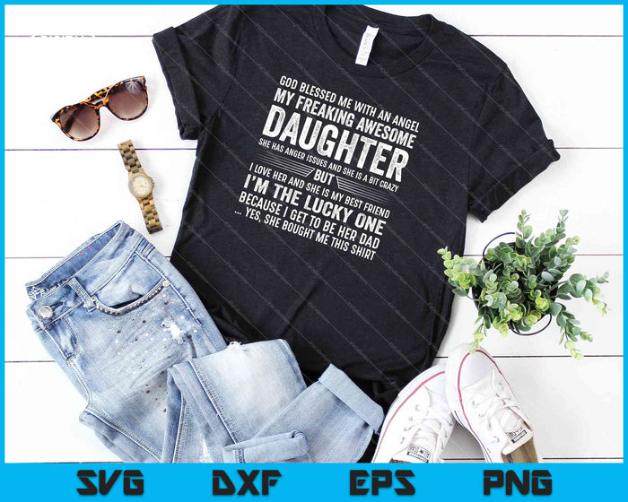 Diseño de camisa del día del padre para hombre de hija, Bendito papá afortunado SVG PNG cortando archivos imprimibles