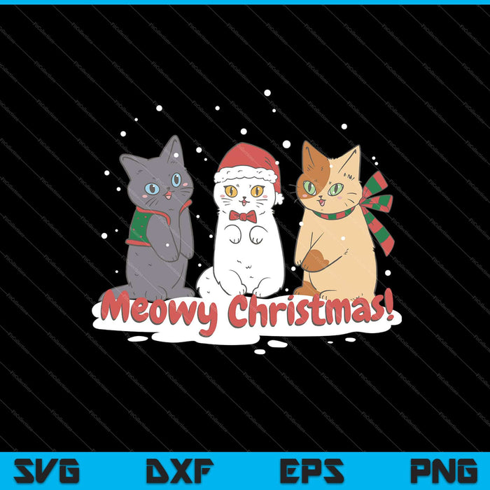 Meowy Christmas T-shirt Svg Cutting Printable Files