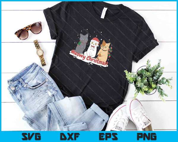 Meowy kerst T-shirt Svg snijden afdrukbare bestanden - on a t-shirt