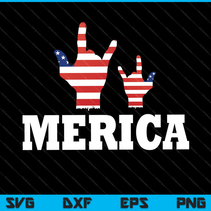 Merica Rock Sign 4 de julio Vintage American SVG PNG Cortando archivos imprimibles