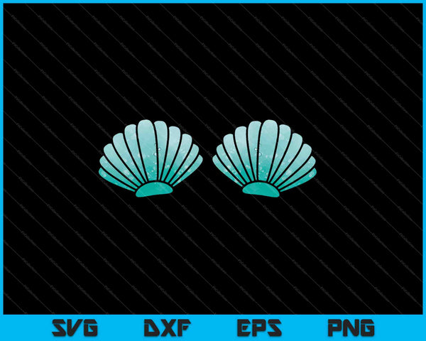 Zeemeermin Sea Shell Bra kostuum SVG PNG snijden afdrukbare bestanden