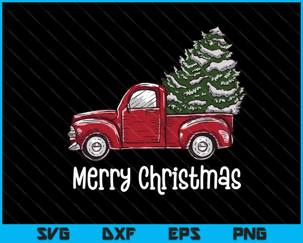 Merry Christmas Truck SVG PNG Cutting Printable Files