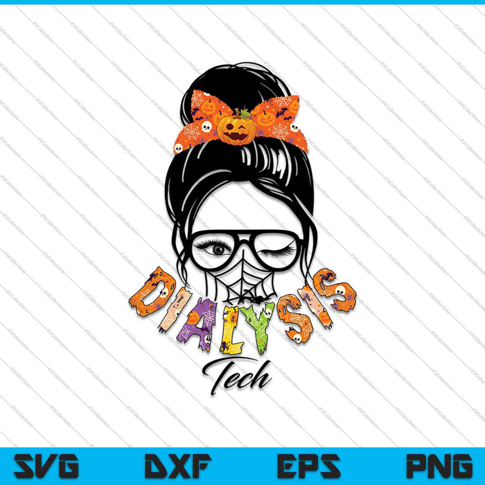 Messy Bun Dialysis Tech SVG PNG Cutting Printable Files
