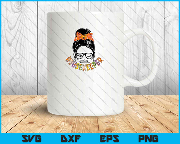 Messy Bun Housekeeper SVG PNG cortando archivos imprimibles