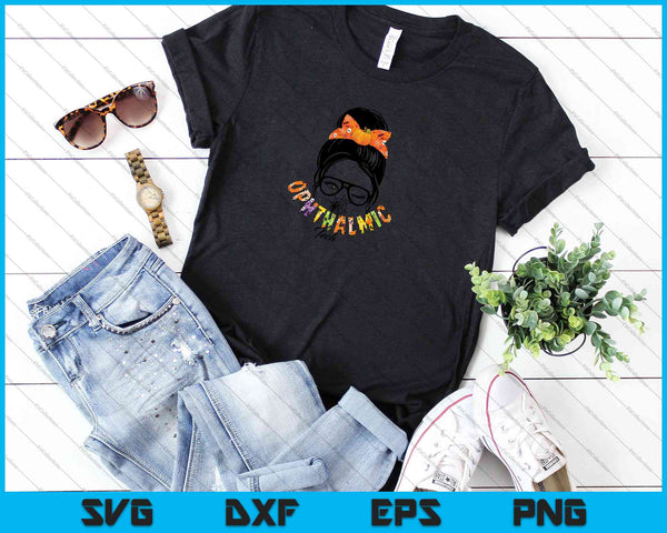 Messy Bun Ophthalmic Tech SVG PNG Cutting Printable Files - on a t-shirt