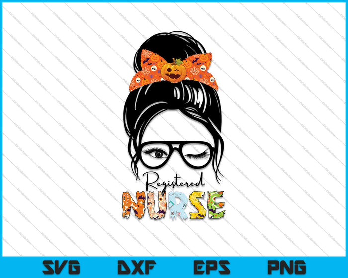 Messy Bun Registered Nurse SVG PNG Cutting Printable Files