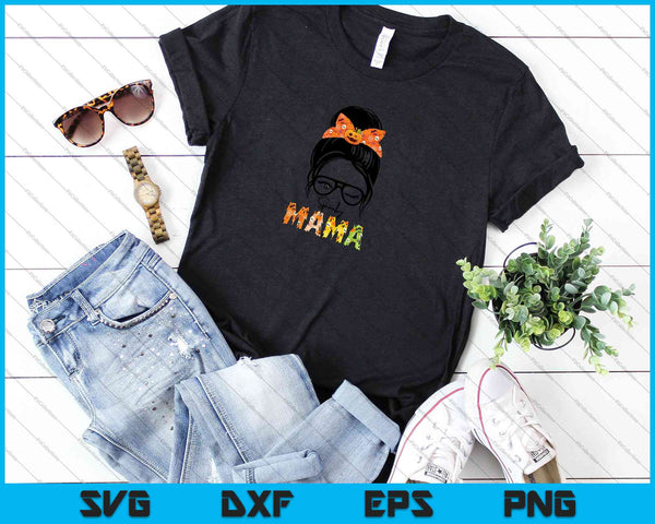 Messy Bun Spooky Mama SVG PNG Cutting Printable Files - on a t-shirt