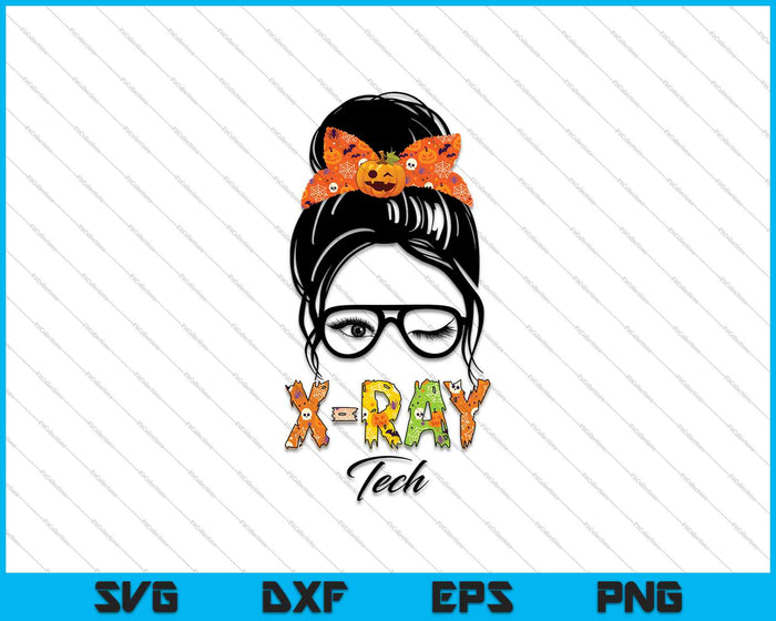 Messy Bun X-Ray Tech SVG PNG Cutting Printable Files