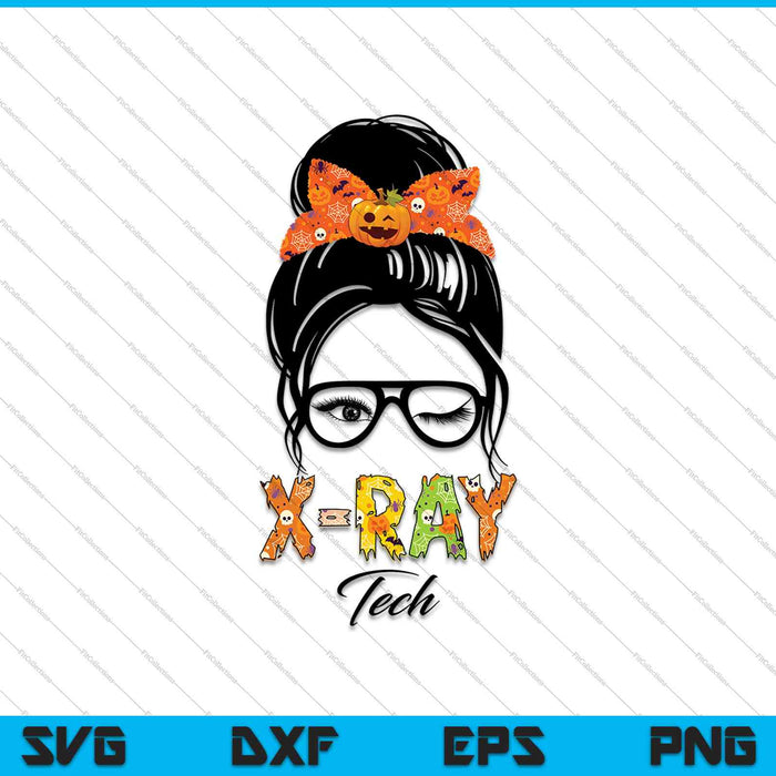 Messy Bun X-Ray Tech SVG PNG Cutting Printable Files