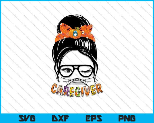 Messy bun Caregiver SVG PNG Cutting Printable Files