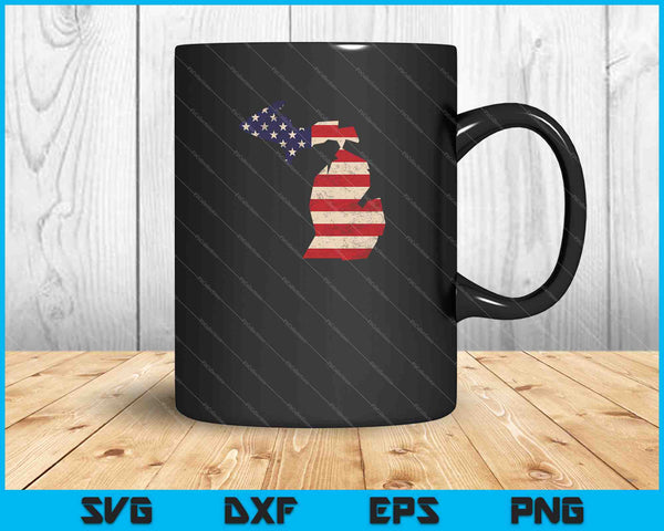 Michigan American Flag Vintage SVG PNG Cutting Printable Files