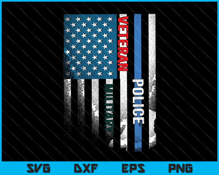 Military Police Veteran American Flag SVG PNG Cutting Printable Files