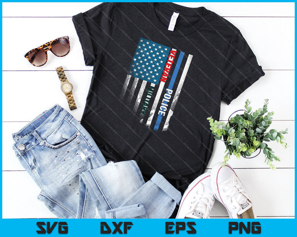 Policía Militar Veterano Bandera Americana SVG PNG Cortando Archivos Imprimibles - on a t-shirt
