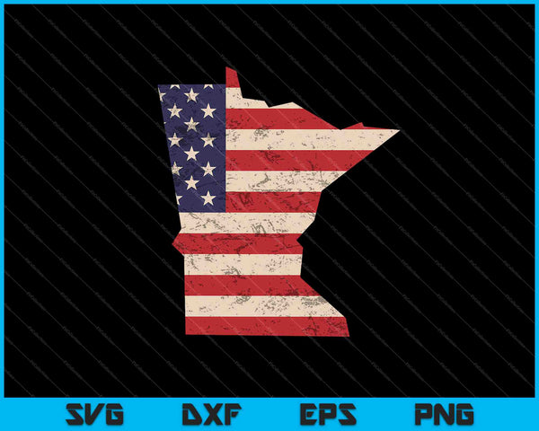Minnesota American Flag Vintage SVG PNG Cutting Printable Files