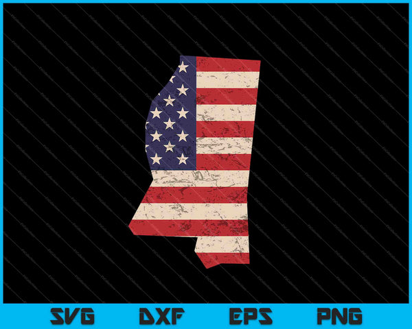 Mississippi American Flag Vintage SVG PNG Cutting Printable Files