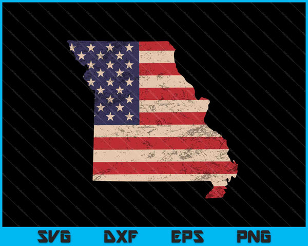 Bandera americana de Missouri Vintage SVG PNG cortando archivos imprimibles