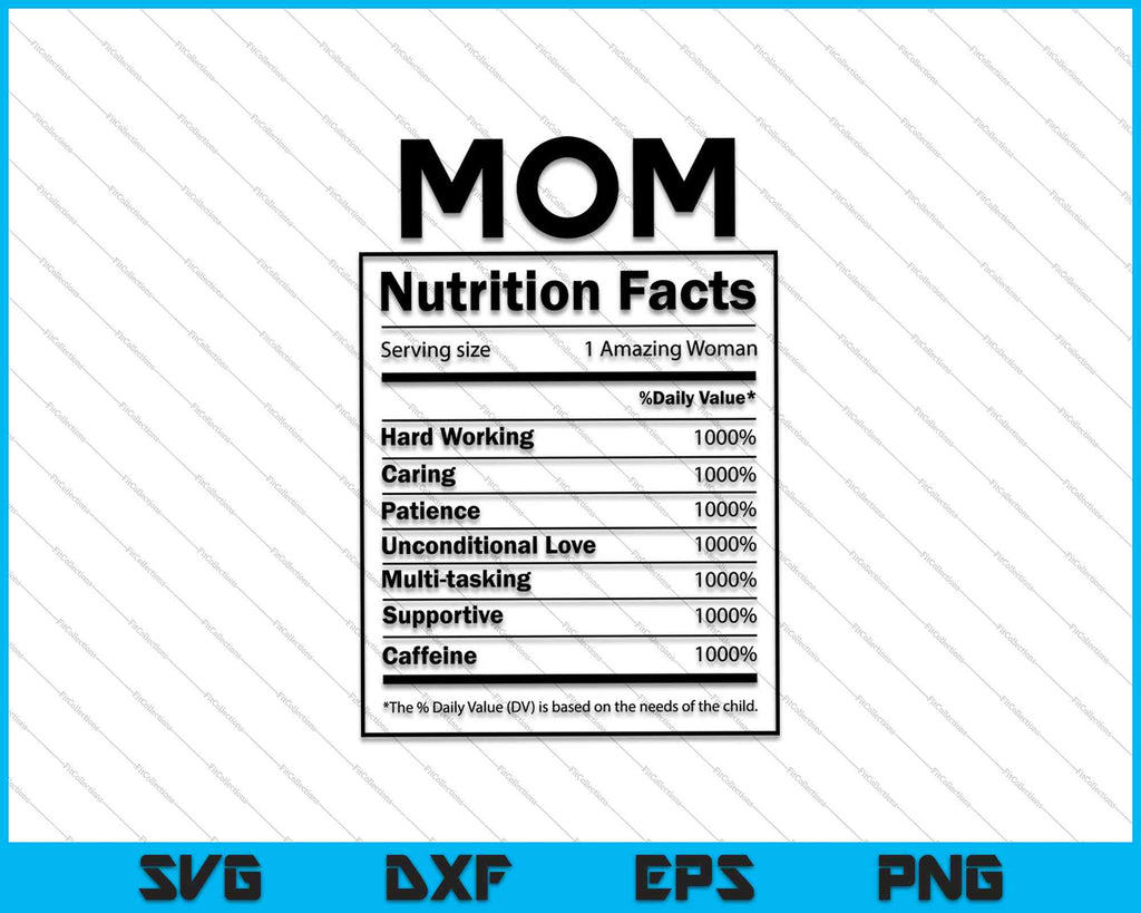 Mom Nutritional Facts SVG PNG Printable Files – creativeusarts