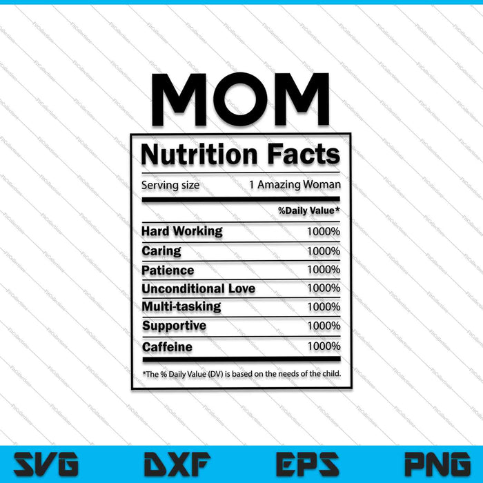 Mom Nutritional Facts SVG PNG Cutting Printable Files