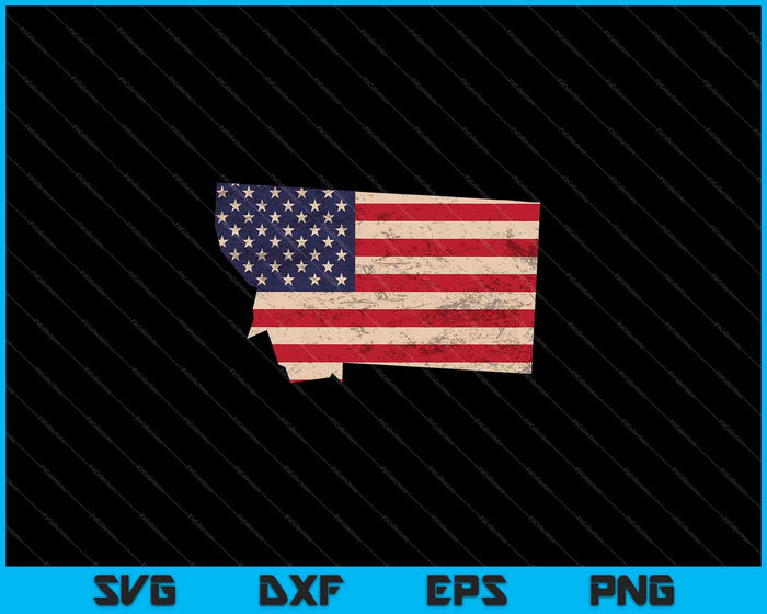 Montana Amerikaanse vlag Vintage SVG PNG snijden afdrukbare bestanden