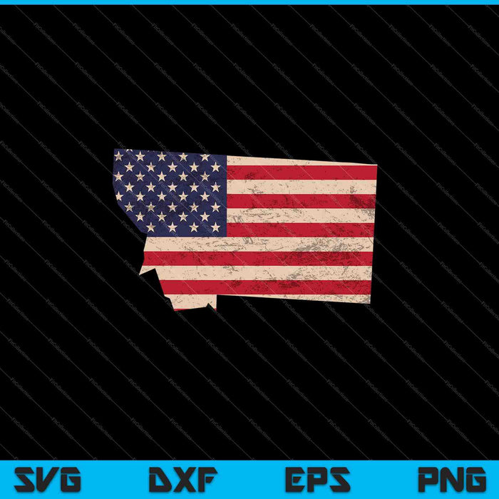 Montana Amerikaanse vlag Vintage SVG PNG snijden afdrukbare bestanden
