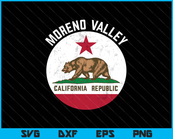 Moreno Valley California Bandera CA angustiada SVG PNG Cortando archivos imprimibles