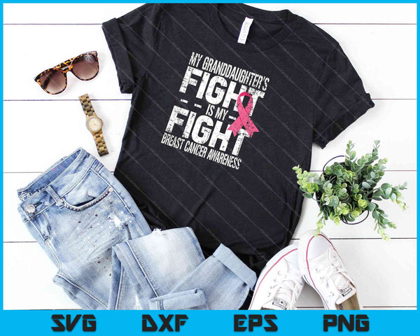 My Granddaughter's Fight is My Fight Breast Cancer Awareness SVG PNG Cutting Printable Files - on a t-shirt