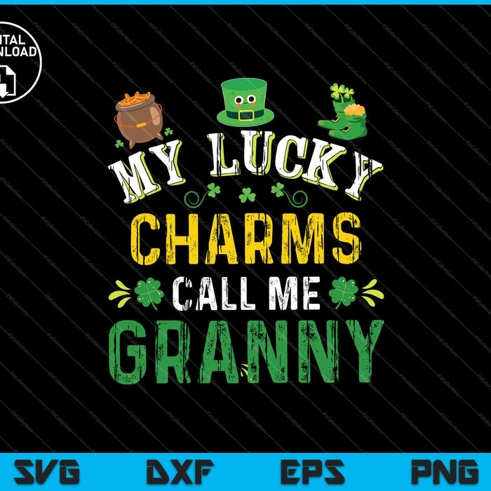 Mis amuletos de la suerte me llaman abuela Día de San Patricio Leprechaun Camiseta SVG PNG Cortando archivos imprimibles